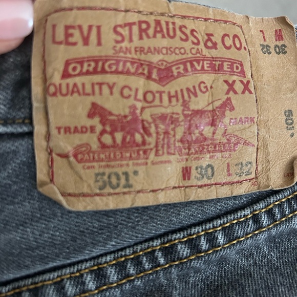 Vintage faded black/grey button fly jeans - Picture 8 of 8